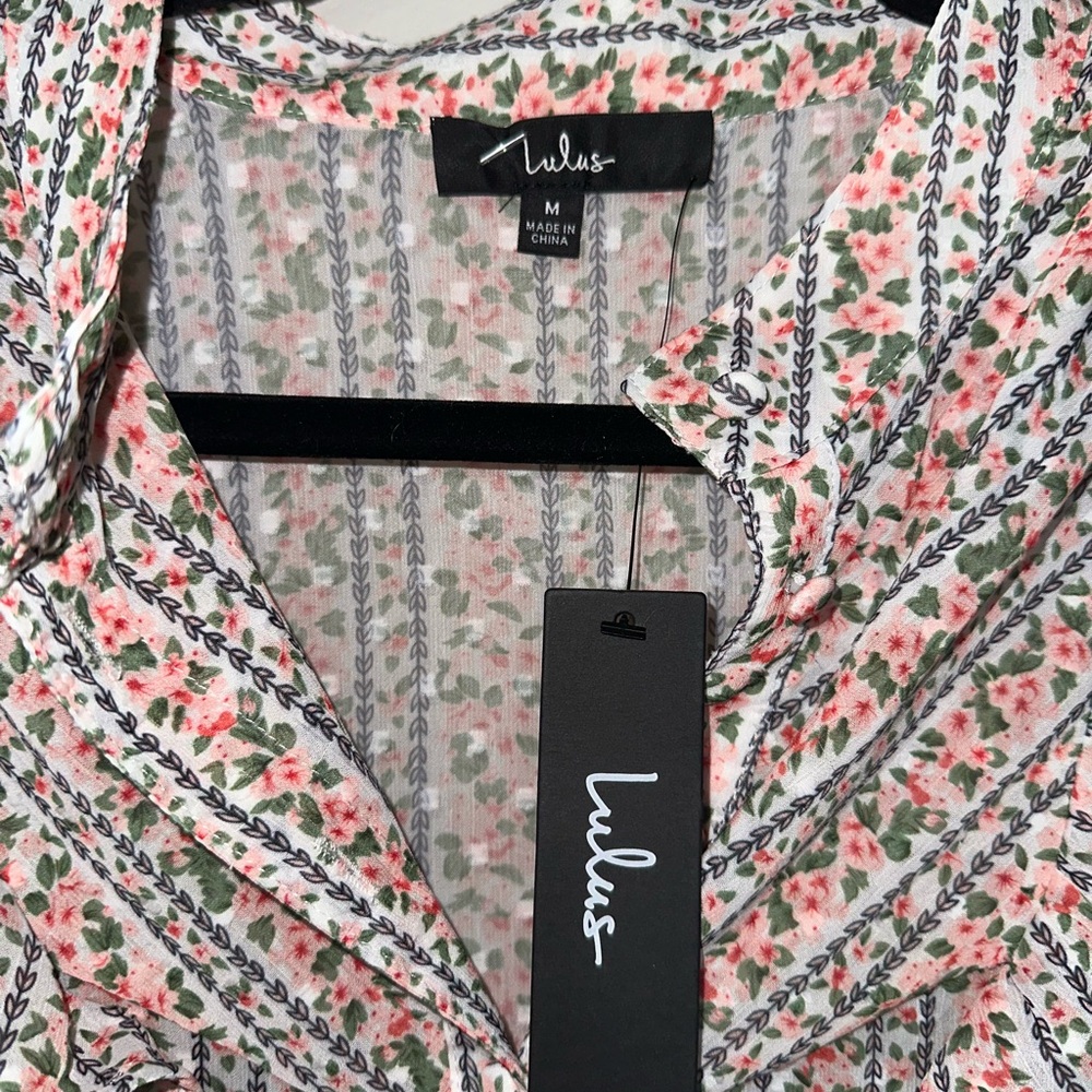 Lulu's Multicolor Floral Striped Blouse - Picture 3 of 6